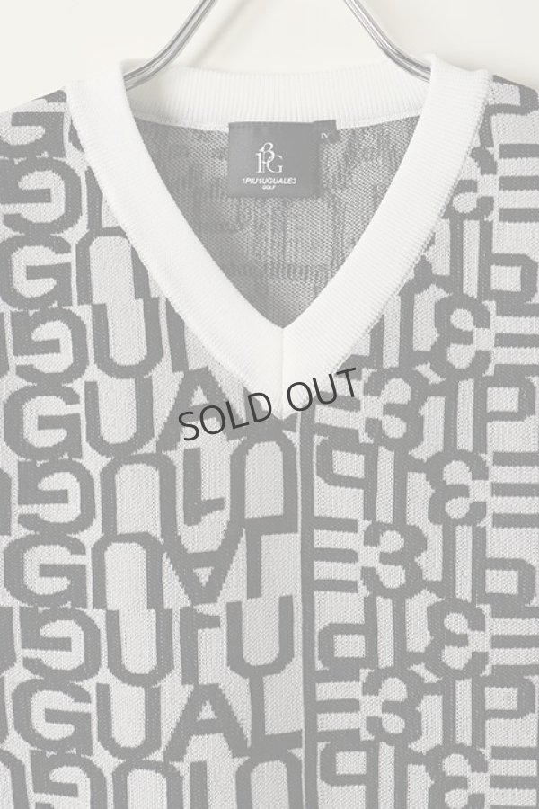 画像2: 1PIU1UGUALE3 GOLF×S.KATAYAMA (片山晋呉プロ モデル)V-NECK BIG LOGO KNIT VEST{GRK020-POE207-10-BAA} (2)