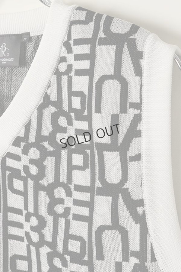 画像3: 1PIU1UGUALE3 GOLF×S.KATAYAMA (片山晋呉プロ モデル)V-NECK BIG LOGO KNIT VEST{GRK020-POE207-10-BAA} (3)