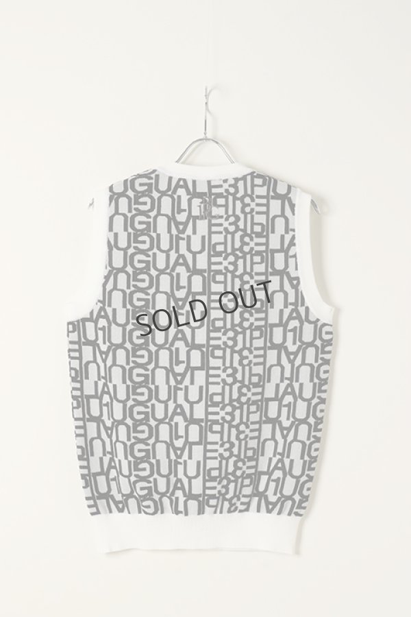 画像4: 1PIU1UGUALE3 GOLF×S.KATAYAMA (片山晋呉プロ モデル)V-NECK BIG LOGO KNIT VEST{GRK020-POE207-10-BAA} (4)