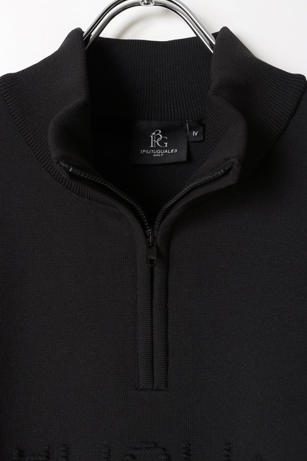 画像3: 【 30%OFF セール52,800円→36,960円】 1PIU1UGUALE3 GOLF ウノピゥウノウグァーレトレ ゴルフ MOCK NECK KNIT LOGO RIB ZIP{-BCA} (3)