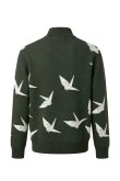 画像2: 1PIU1UGUALE3 GOLF ウノピゥウノウグァーレトレ ゴルフ JACQUARD HALF-ZIP KNIT DANCING CRANE{-BFA} (2)