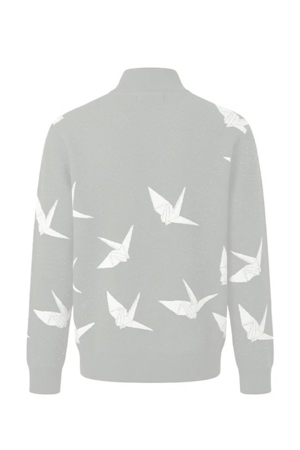 画像2: 1PIU1UGUALE3 GOLF ウノピゥウノウグァーレトレ ゴルフ JACQUARD HALF-ZIP KNIT DANCING CRANE{-BFA} (2)