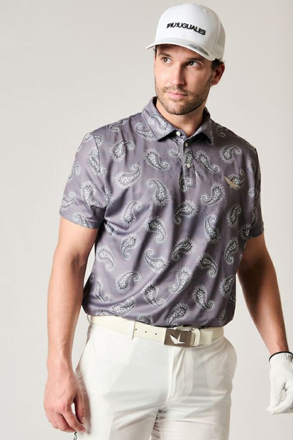 画像1: 【24SS新作】1PIU1UGUALE3 GOLF ウノピゥウノウグァーレトレ ゴルフ S/S POLO PAISLEY{-BDS} (1)