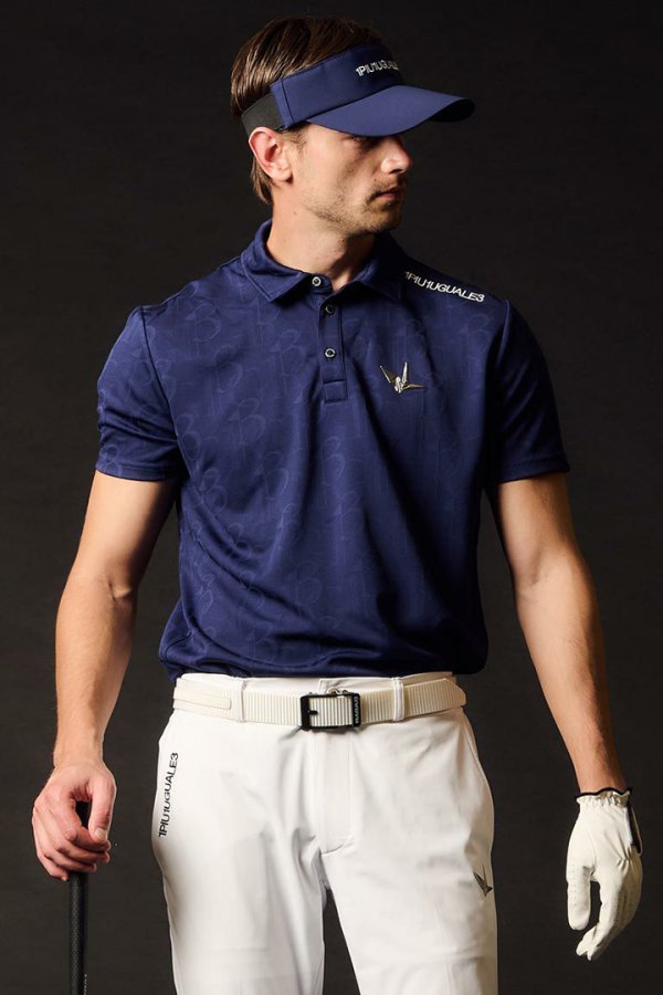 画像1: 1PIU1UGUALE3 GOLF ウノピゥウノウグァーレトレ ゴルフ JACQUARD POLO{-BFS} (1)