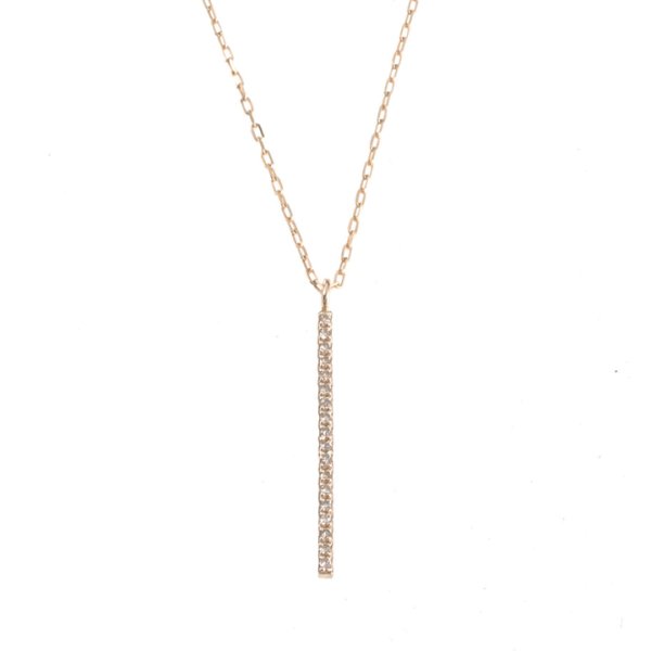 画像1: Hirotaka ヒロタカ Vertical Diamond Bar Necklace(Yellow Gold){-BJS} (1)