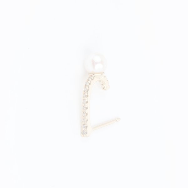 画像1:  {SOLD} Hirotaka ヒロタカ Diamond & Pearl Inner Hook Pierce(Yellow Gold){-BJS} (1)
