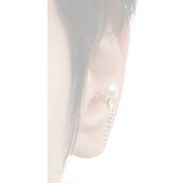 画像3:  {SOLD} Hirotaka ヒロタカ Diamond & Pearl Inner Hook Pierce(Yellow Gold){-BJS} (3)