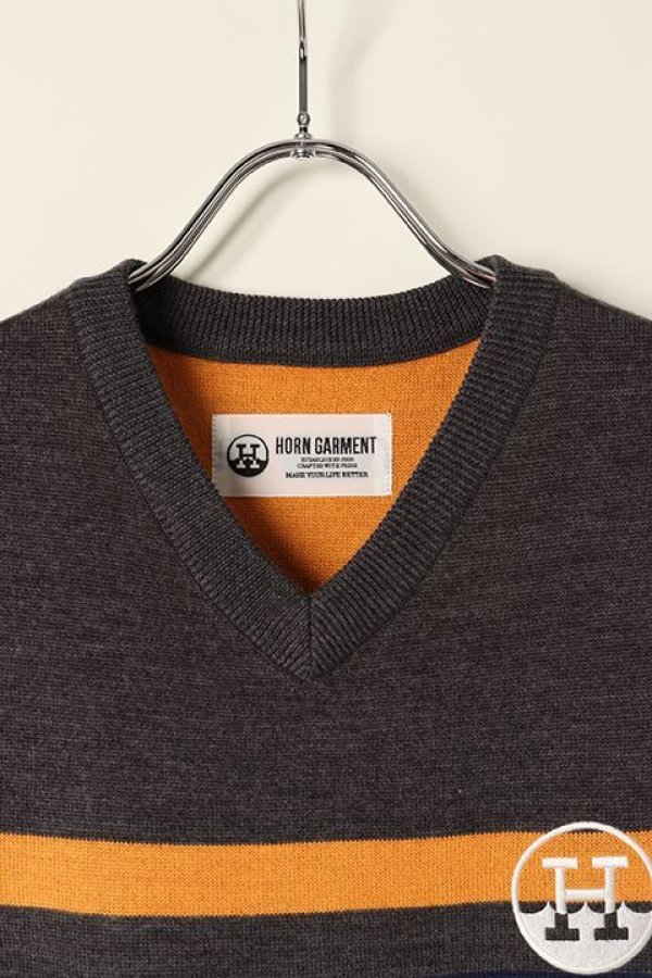 画像2: 【 40%OFF セール36,300円→21,780円】 HORN GARMENT ホーンガーメント Maple Score Knit Vest{HCM-1C-AB04-CCL-BAA} (2)