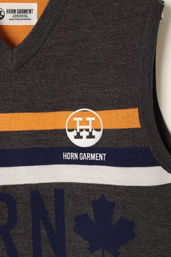 画像3: 【 40%OFF セール36,300円→21,780円】 HORN GARMENT ホーンガーメント Maple Score Knit Vest{HCM-1C-AB04-CCL-BAA} (3)