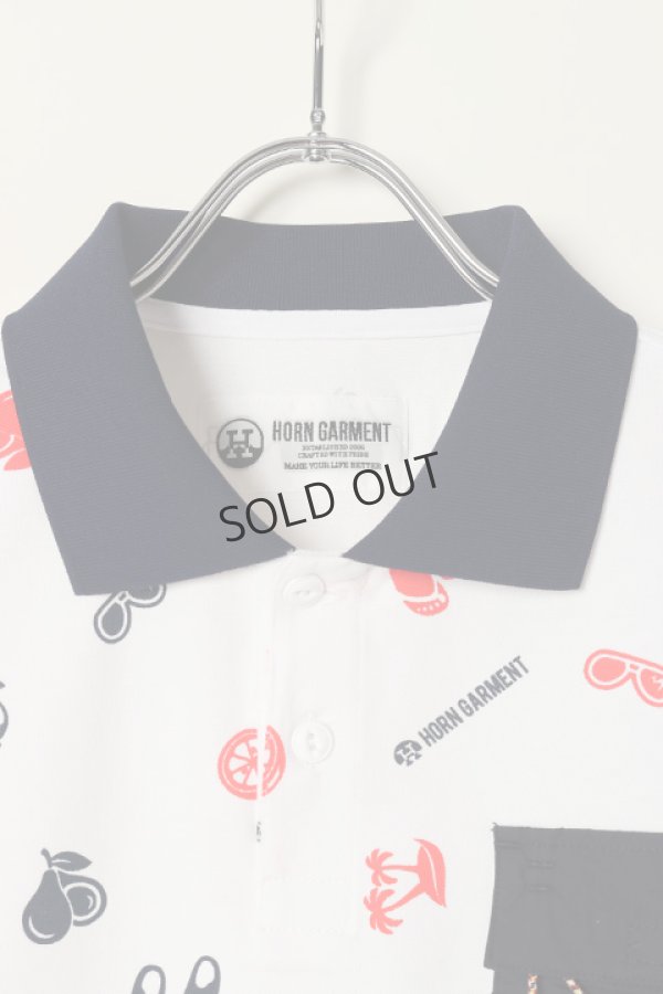 画像2: {SOLD}HORN GARMENT ホーンガーメント Polo{HCM-2A-AP03-WHT-BBS} (2)