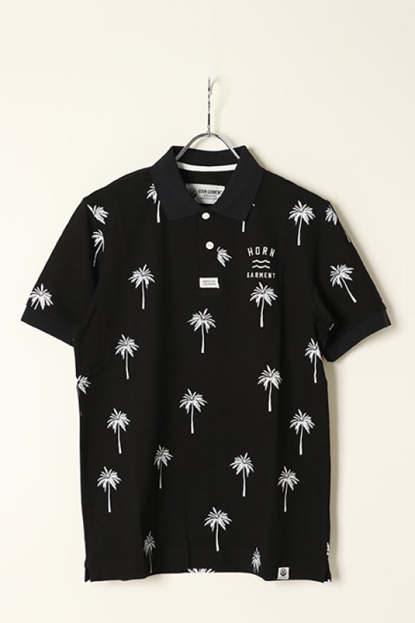 画像1: 【 50%OFF セール｜25,300円→12,650円】 HORN GARMENT ホーンガーメント Palm City Polo | MEN{HCM-2A-AP18-BLK-BBS} (1)