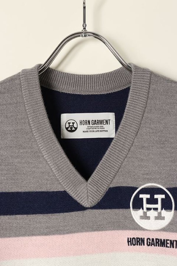 画像2: 【 40%OFF セール35,200円→21,120円】 HORN GARMENT ホーンガーメント Maple Score Knit Vest{HCW-1C-AB04-GRY-BAA} (2)