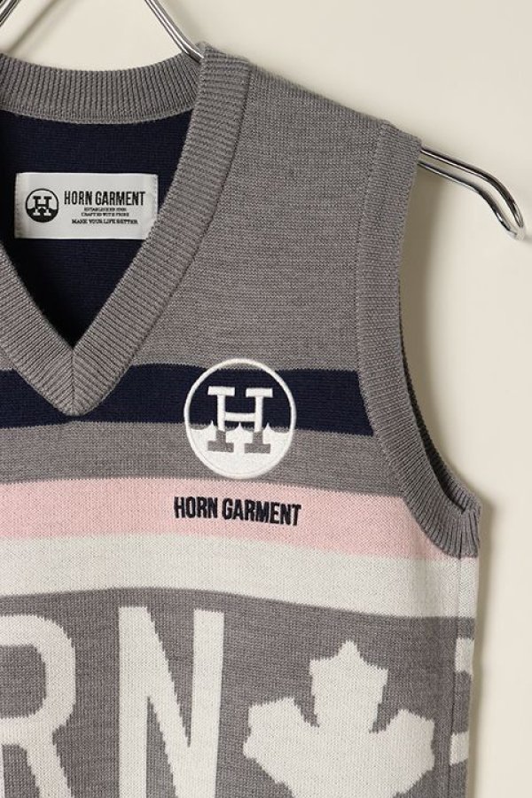 画像3: 【 40%OFF セール35,200円→21,120円】 HORN GARMENT ホーンガーメント Maple Score Knit Vest{HCW-1C-AB04-GRY-BAA} (3)