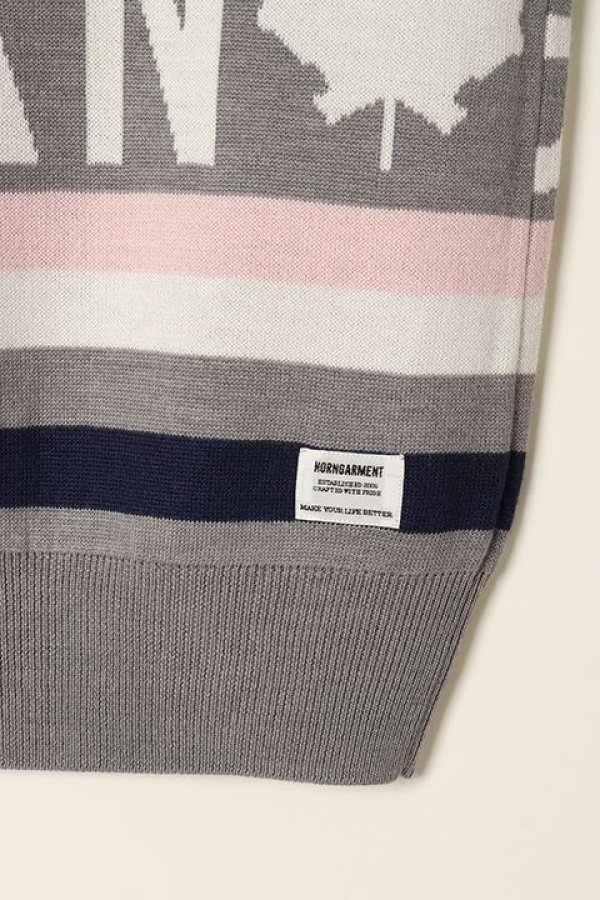 画像4: 【 40%OFF セール35,200円→21,120円】 HORN GARMENT ホーンガーメント Maple Score Knit Vest{HCW-1C-AB04-GRY-BAA} (4)