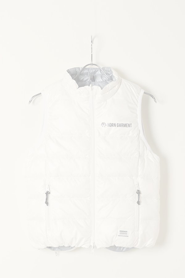 画像1:   HORN GARMENT ホーンガーメント DOWN VEST（リバーシブル）{HCW-1C-AD08-WHT/LGRY-BAA} (1)