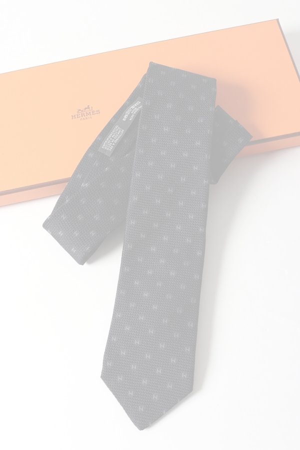 画像5:  {SOLD} HERMES エルメス シルクツイルタイ 7cm 《グルナディーヌH》 {-BES}  :HM202501-04-BLK-F  (5)