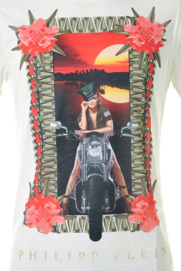 画像5: 【 50%OFF セール41,800円→20,900円】 PHILIPP PLEIN HOMME フィリッププレインオム t-shirt "pinup biker"{-ACA} (5)