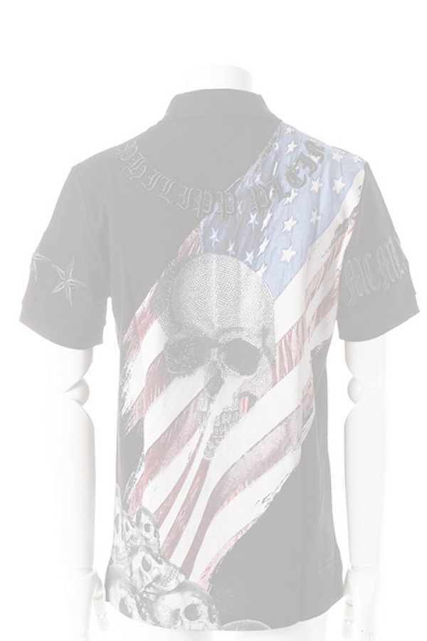 画像1:   PHILIPP PLEIN HOMME フィリッププレインオム polo 「american flag」{-AES} (1)