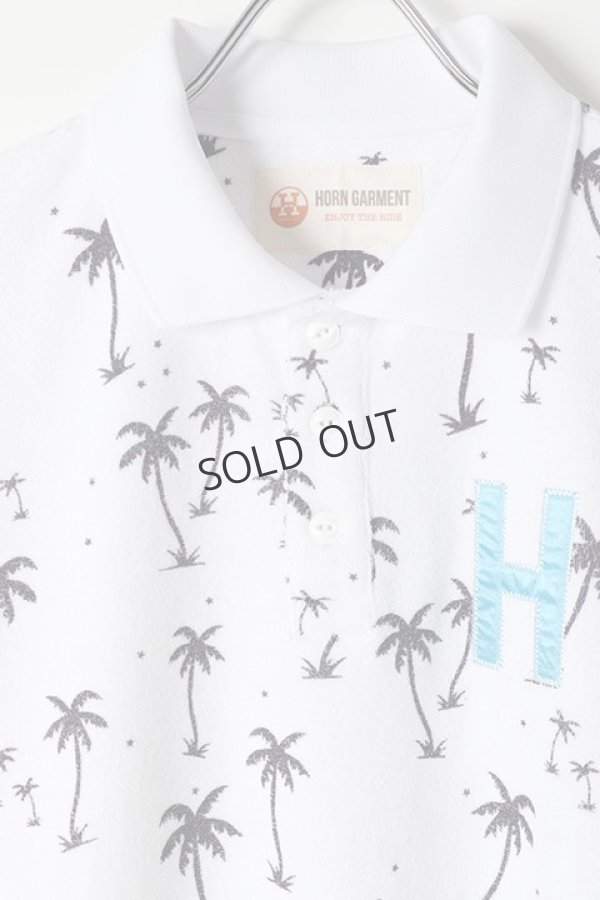 画像2: {SOLD}HORN GARMENT ホーンガーメント Palm Dream Terry Polo{HNM-0A-AP09-WHT-BJS} (2)