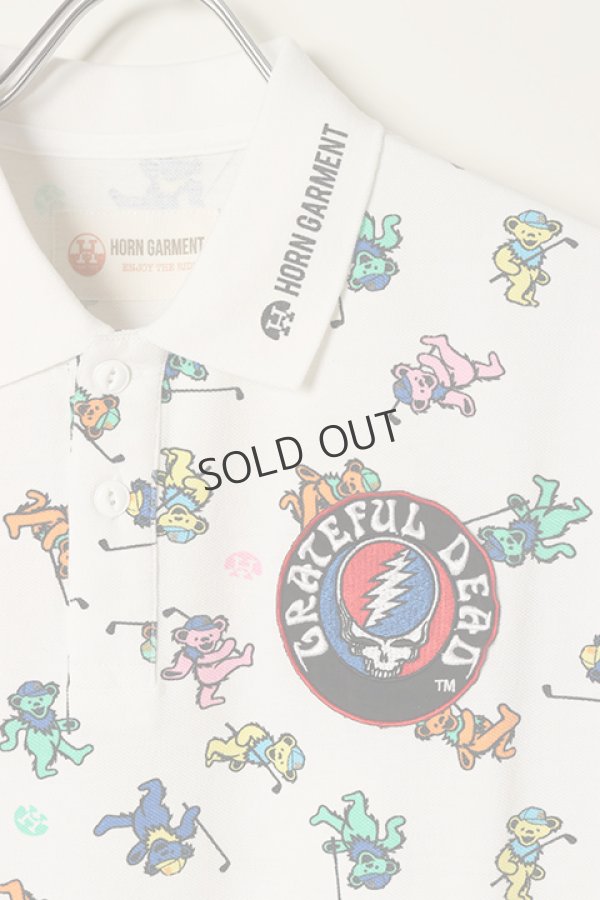 画像2: {SOLD}HORN GARMENT ホーンガーメント Swing Bears Patterned Polo | MEN{HVM-2C-AP35-WHT-BBA} (2)