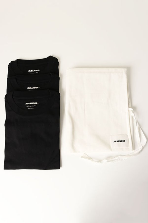 JIL SANDER+ ジルサンダープラス 23SS 裾ロゴパッチ半袖Tシャツ ブラック 3枚セット ブラック J47GC0001 J45048