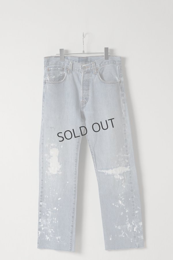 画像1: {SOLD}Jeanie Blue ジーニーブルー Cut-off Denim White Paint & Repair{-BES} (1)