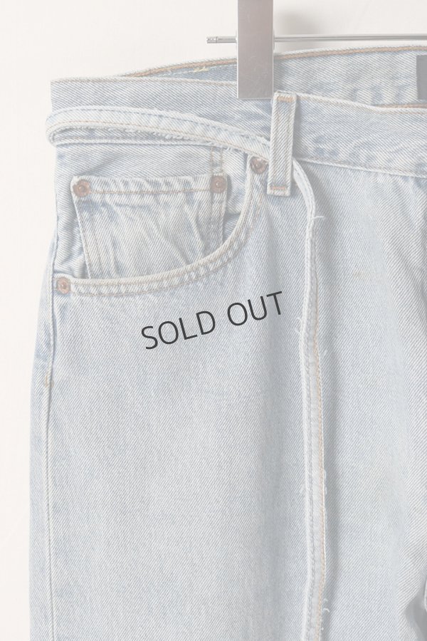 画像3: {SOLD}Jeanie Blue ジーニーブルー Over Size Repair Denim（W/Inseam Code)/Lサイズ-B{-BEA} (3)