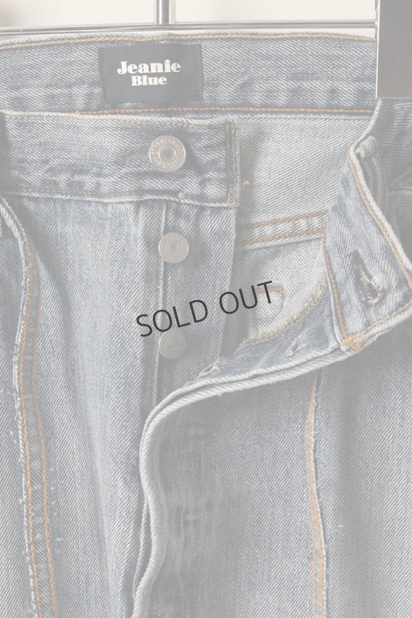 画像2: {SOLD}Jeanie Blue ジーニーブルー Over Size Repair Denim（W/Inseam Code)/Lサイズ-C{-BEA} (2)