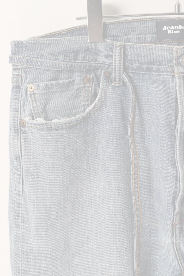 画像3:  {SOLD} Jeanie Blue ジーニーブルー Over Size Repair Denim（W/Inseam Code)/Lサイズ-C {-BEA}  :JB008-L-C  (3)