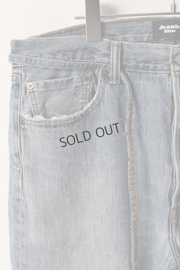 画像3: {SOLD}Jeanie Blue ジーニーブルー Over Size Repair Denim（W/Inseam Code)/Lサイズ-C{-BEA} (3)