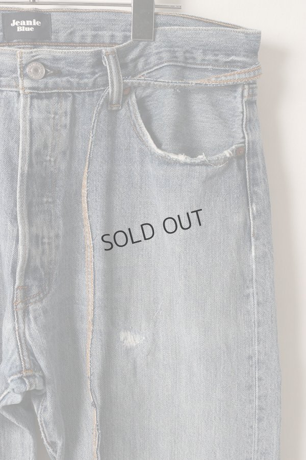 画像4: {SOLD}Jeanie Blue ジーニーブルー Over Size Repair Denim（W/Inseam Code)/Lサイズ-C{-BEA} (4)