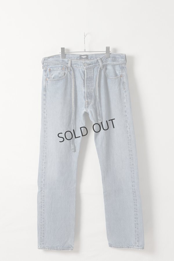 画像1: {SOLD}Jeanie Blue ジーニーブルー Over Size Repair Denim（W/Inseam Code)/Lサイズ-D{-BEA} (1)