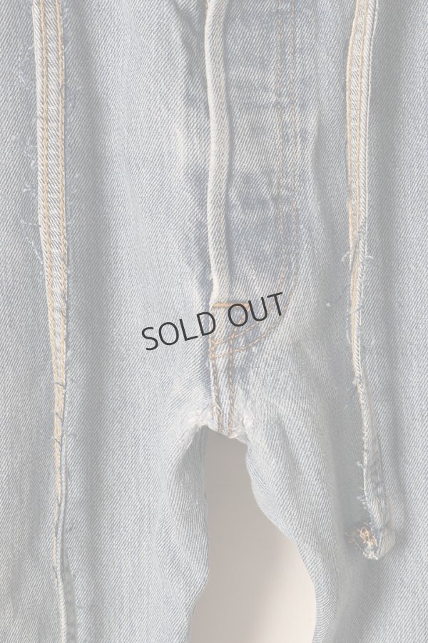 画像4: {SOLD}Jeanie Blue ジーニーブルー Over Size Repair Denim（W/Inseam Code)/Lサイズ-D{-BEA} (4)