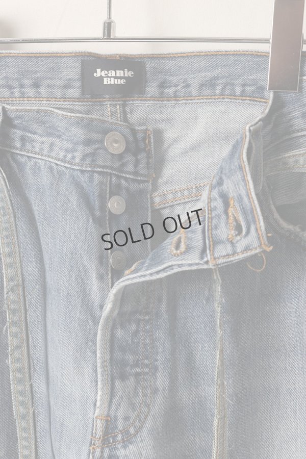 画像2: {SOLD}Jeanie Blue ジーニーブルー Over Size Repair Denim（W/Inseam Code)/Lサイズ-E{-BEA} (2)