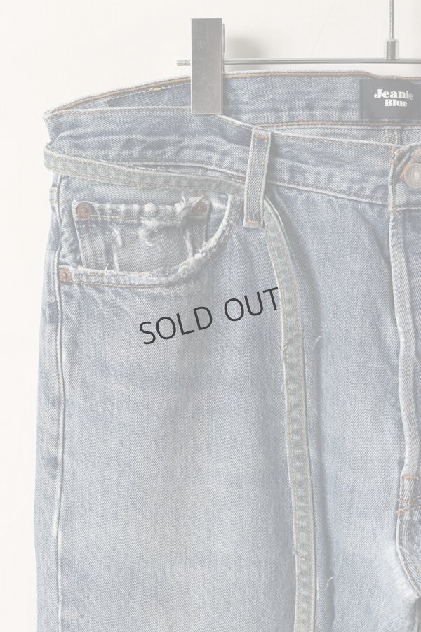 画像3: {SOLD}Jeanie Blue ジーニーブルー Over Size Repair Denim（W/Inseam Code)/Lサイズ-E{-BEA} (3)