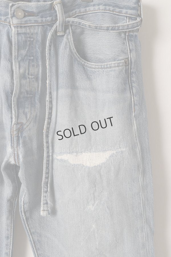 画像3: {SOLD}Jeanie Blue ジーニーブルー Over Size Repair Denim（W/Inseam Code)/Mサイズ-A{-BEA} (3)