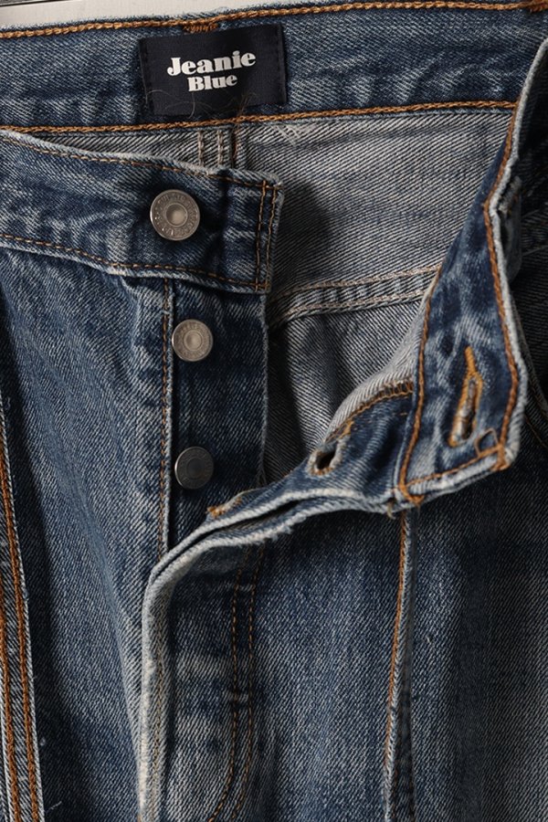 画像2: Jeanie Blue ジーニーブルー Over Size Repair Denim（W/Inseam Code)/XLサイズ-A{-BEA} (2)
