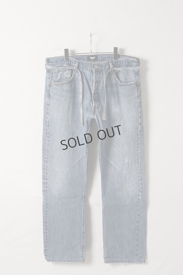 画像1: {SOLD}Jeanie Blue ジーニーブルー Over Size Repair Denim（W/Inseam Code)/XLサイズ-B{-BEA} (1)