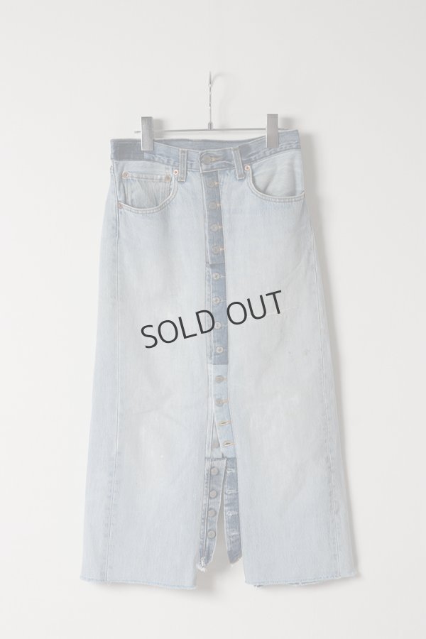 画像1: {SOLD}Jeanie Blue ジーニーブルー Button Fly Skirt{-BES} (1)