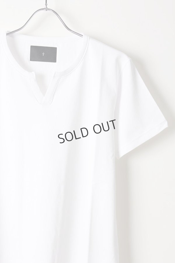 画像3: {SOLD}T' ティー "SEA ISLAND COTTON" LUXSIC 100％(20/1) Key Neck Short Sleeve BASIC{K01-WHT-AIS} (3)