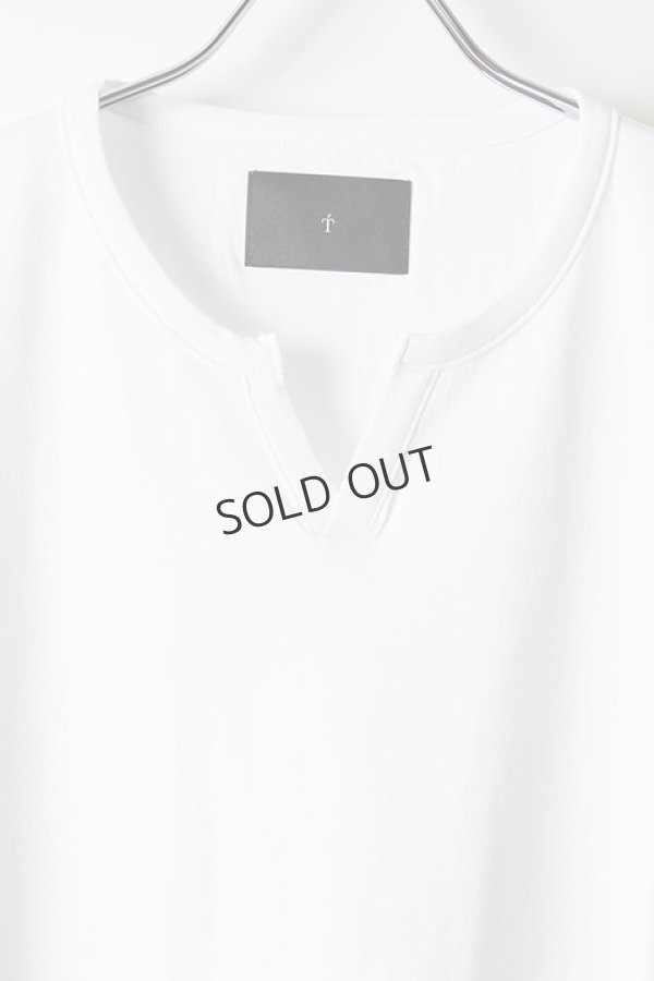 画像4: {SOLD}T' ティー "SEA ISLAND COTTON" LUXSIC 100％(20/1) Key Neck Short Sleeve BASIC{K01-WHT-AIS} (4)