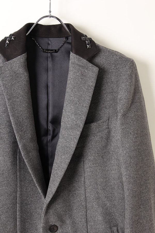 画像4: 【 50%OFF セール91,300円→45,650円】 kiryuyrik キリュウキリュウ Casimmer Beaver Studs Collar Jacket{KI-HJ22-101STD-1GRY-AIA} (4)