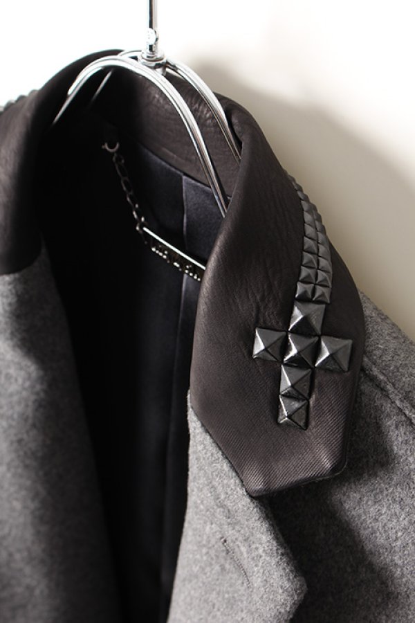 画像5: 【 50%OFF セール91,300円→45,650円】 kiryuyrik キリュウキリュウ Casimmer Beaver Studs Collar Jacket{KI-HJ22-101STD-1GRY-AIA} (5)