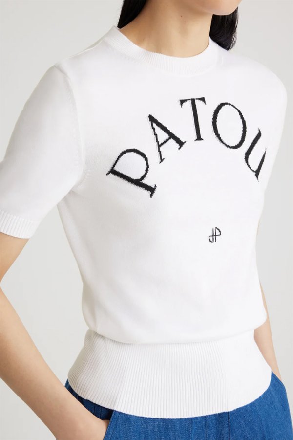 画像2: 【 30%OFF セール75,900円→53,130円】 PATOU パトゥ エコフレンドリーコットンブレンド パトゥ ジャカードニット トップ{-BDA} (2)