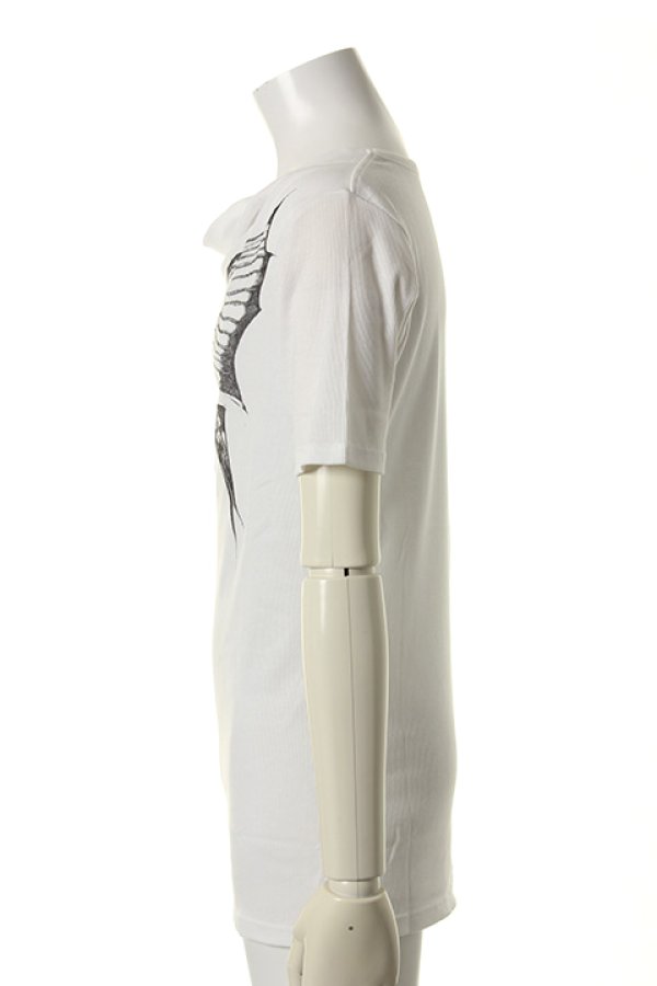 画像3: 【 50%OFF セール16,500円→8,250円】 【underbar 15th Exclusive】kiryuyrik キリュウキリュウ Drape Neck T-Shirts with Swarovski crystal{KX-HT13KAI-15UBCHO-1WHT-AFS} (3)