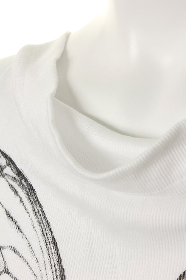 画像4: 【 50%OFF セール16,500円→8,250円】 【underbar 15th Exclusive】kiryuyrik キリュウキリュウ Drape Neck T-Shirts with Swarovski crystal{KX-HT13KAI-15UBCHO-1WHT-AFS} (4)