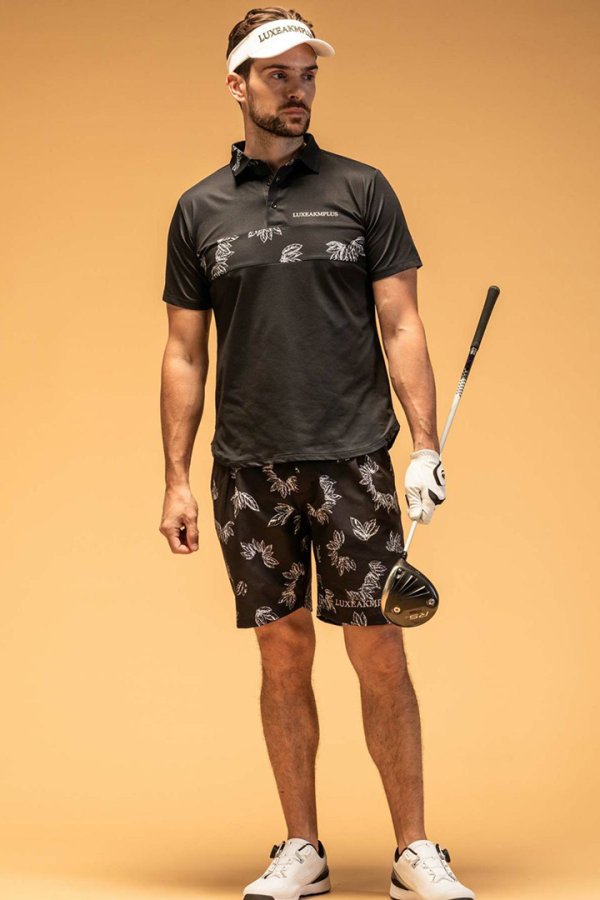 画像5: LUXEAKMPLUS リュクスエイケイエムプラス ゴルフ ローレルパターンショーツ(撥水 / UVカット){-BES} (5)