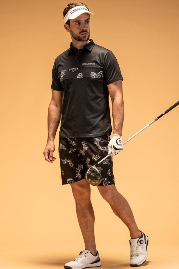 画像7: LUXEAKMPLUS リュクスエイケイエムプラス ゴルフ ローレルパターンショーツ(撥水 / UVカット){-BES} (7)