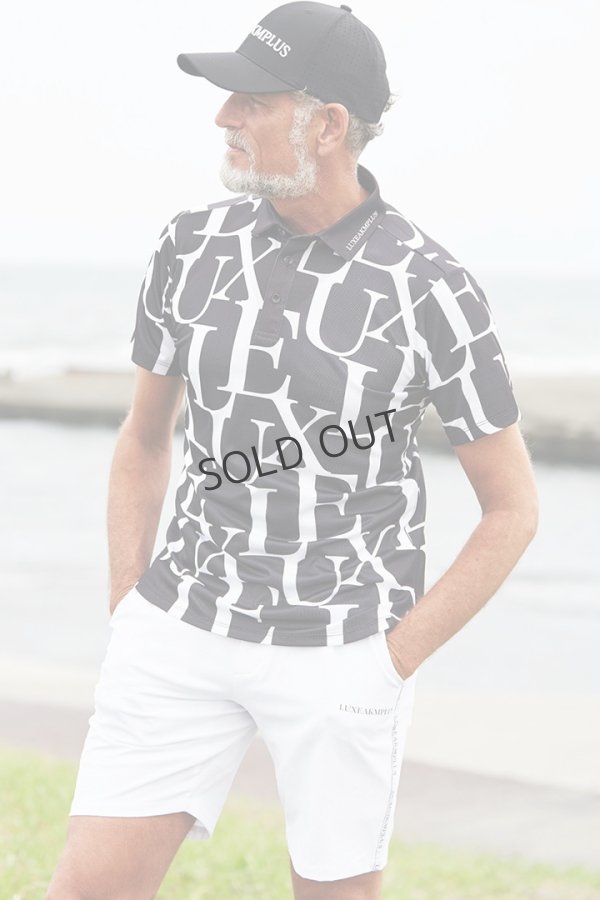 画像2: LUXEAKMPLUS リュクスエイケイエムプラス ゴルフ 総柄半袖ポロシャツ(吸水速乾){-BES} (2)