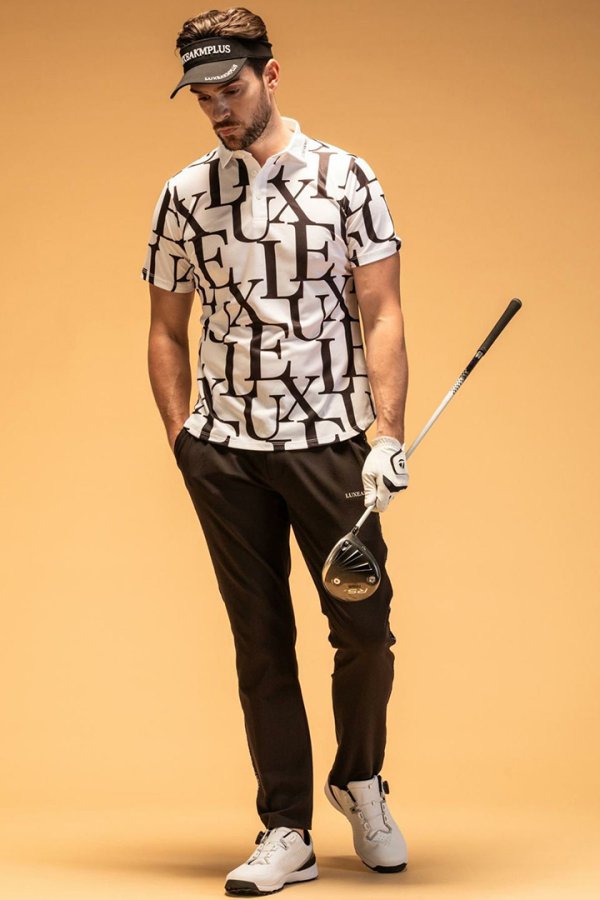 画像6: LUXEAKMPLUS リュクスエイケイエムプラス ゴルフ 総柄半袖ポロシャツ(吸水速乾){-BES} (6)